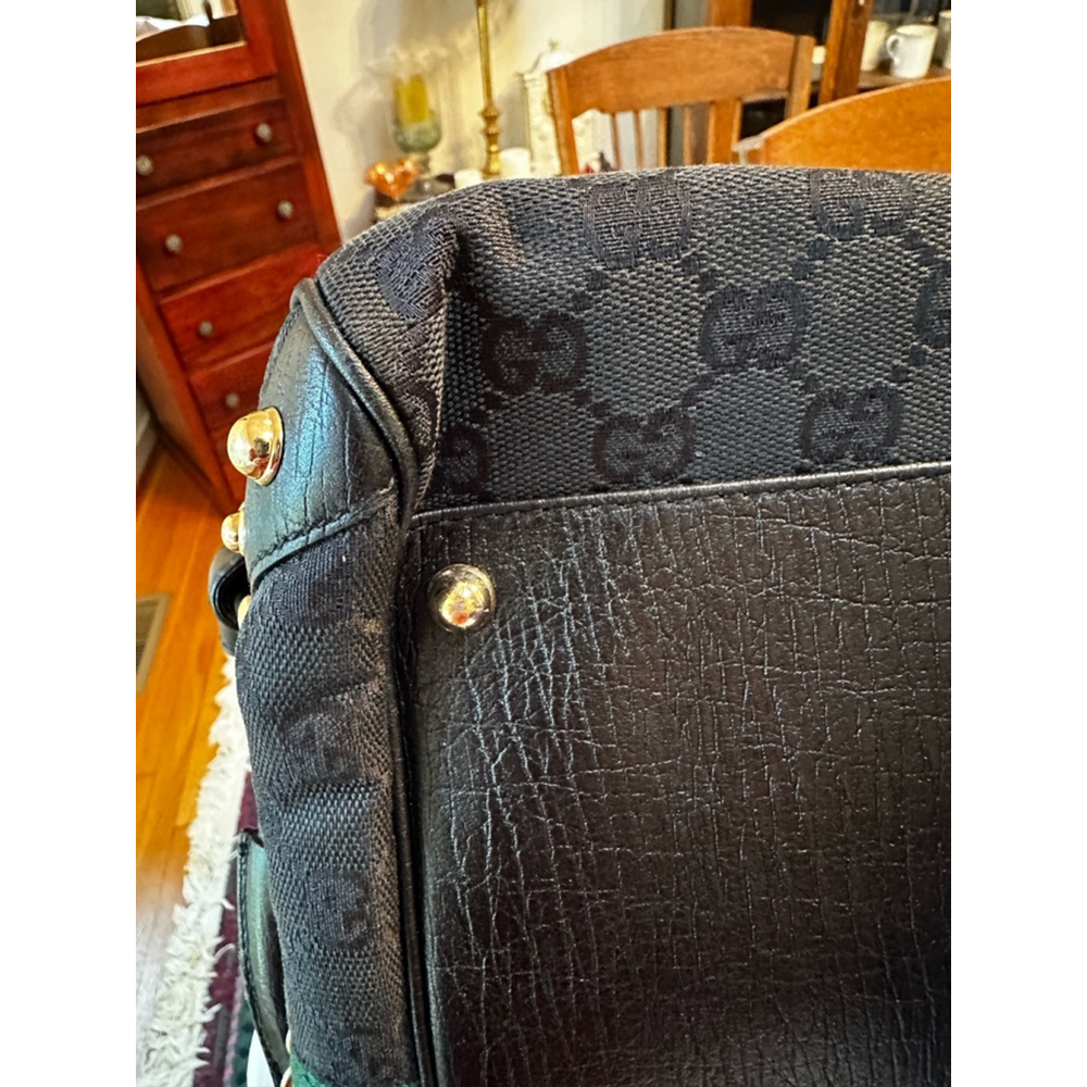 Gucci Black Canvas & Leather Sherry Line Horsebit Shoulder Bag - Picture 11 of 16